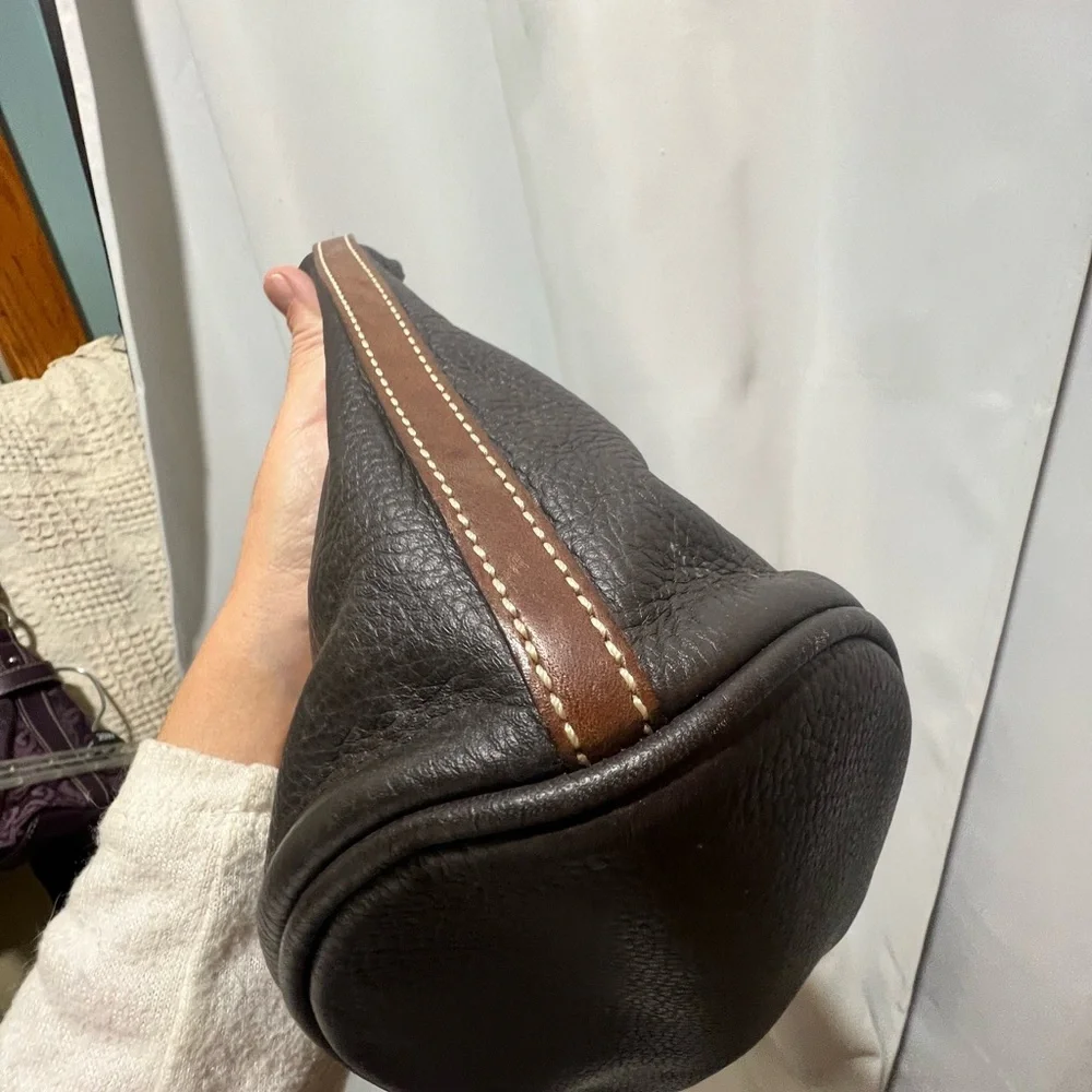 Vintage Dooney & Bourke Dark Brown Leather Hobo Bag